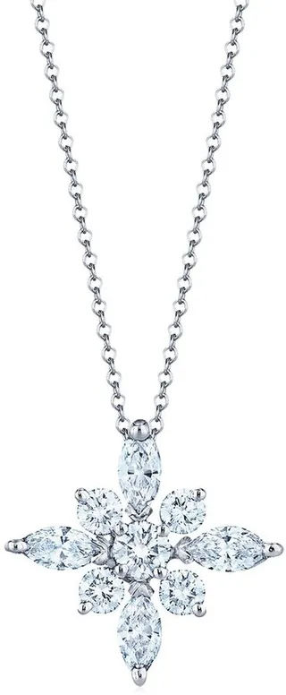 Platinum Large Diamond Star Pendant Necklace