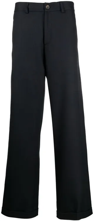 Embroidered Wide-Leg Trousers