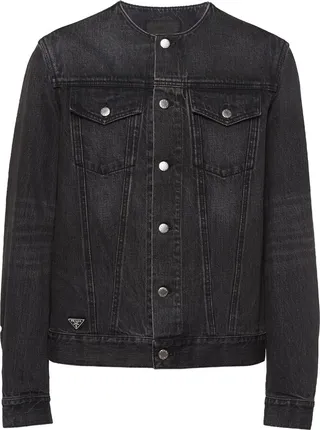 Collarless Denim Jacket