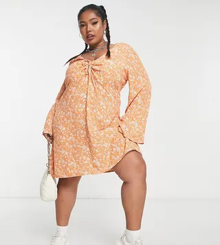 Cotton:On Curve printed skater mini dress in orange floral