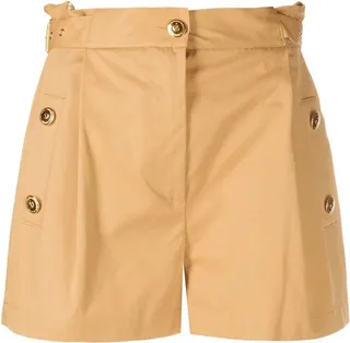 Buckle-Embellished High-Waisted Shorts