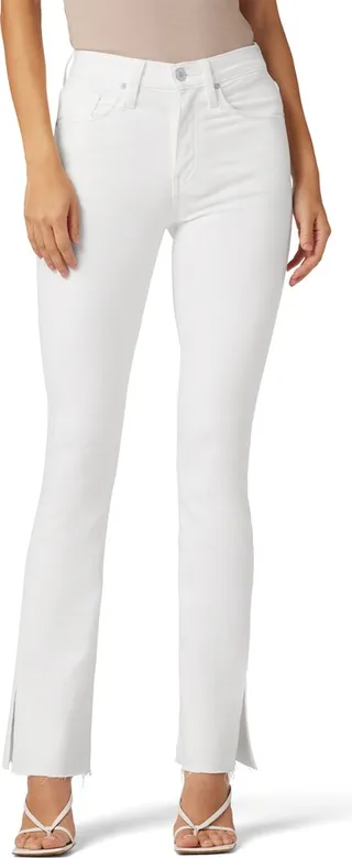 Barbara Split Raw Hem High Waist Baby Bootcut Jeans