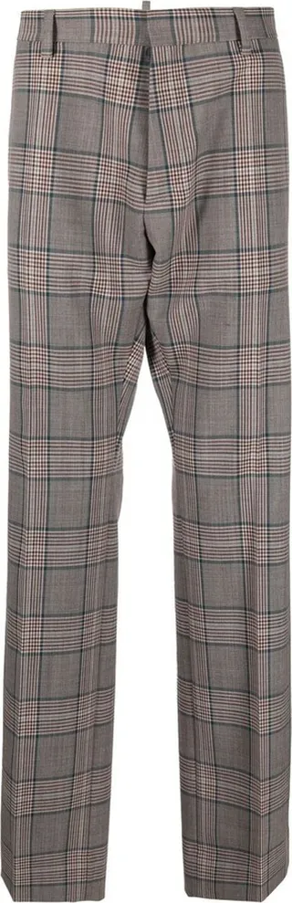 Straight-Leg Checked Trousers