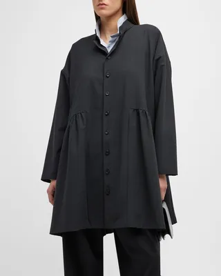 A-line Mandarin Jacket With Pleated Panels (Long Plus Length)