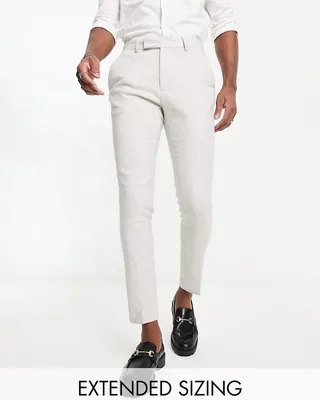 ASOS DESIGN super skinny wool mix smart pants in gray micro check