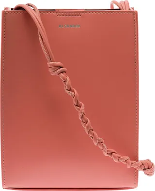 Pink Tangle Mini Crossbody Bag In Leather Woman