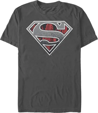 Men's Superman Logo Grunge T-Shirt - Charcoal - 3X Large