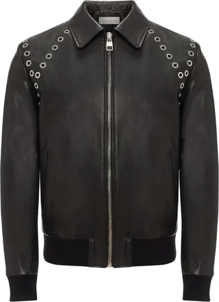 Alexander Mcqueen Eyelet-Detail Leather Jacket