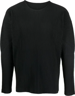 long-sleeve plissé T-shirt