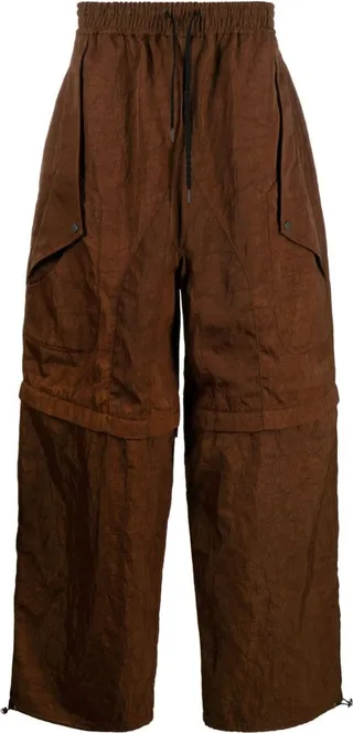 Brown Telly Wide-Leg Cargo Trousers