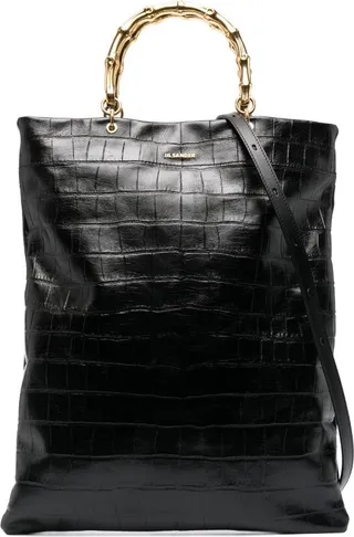 Croc-Effect Leather Tote Bag