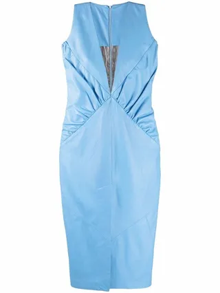 Ruched-Effect Leather Dress
