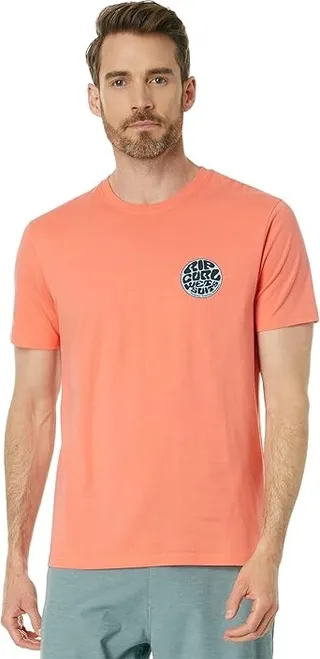 Rip Curl Wetsuit Icon Short Sleeve Tee (Peach) Men's Clothing