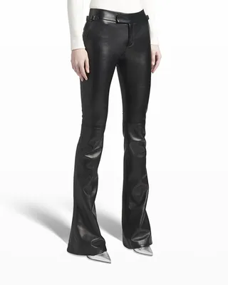 New Plonge Leather Flare-Leg Pants