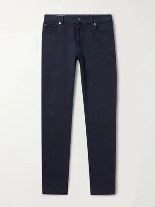 Slim-Fit Stretch-Cotton Twill Trousers