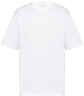 raised logo round-neck T-shirt