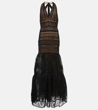 Macrame halter-neck gown