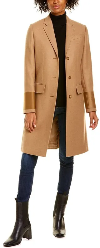 Burberry Tailored Wool & Camel Blend Coat
