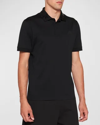 Men's Shiny Logo-Collar Polo Shirt