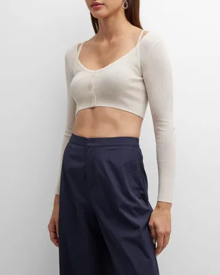 Ribbed Cold-Shoulder Crop Top