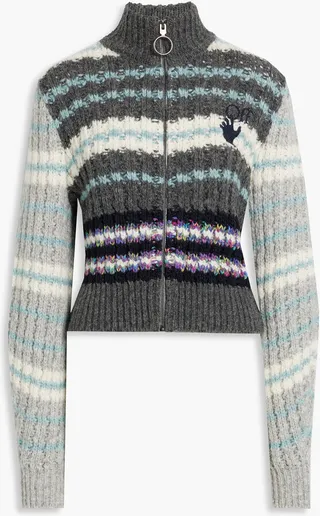 Striped alpaca-blend cardigan