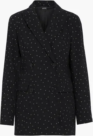 Double-breasted polka-dot wool-jacquard blazer