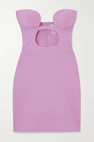Nensi Dojaka - Strapless Cutout Ponte Mini Dress - Purple