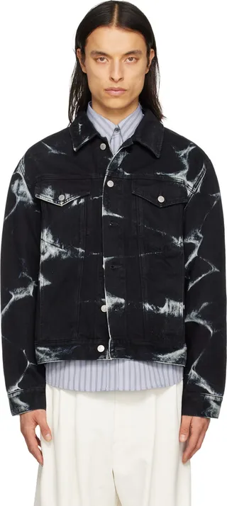 Dries Van Noten Black Bleached Denim Jacket