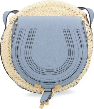 Chloé Marci Raffia Logo Detailed Crossbody Bag