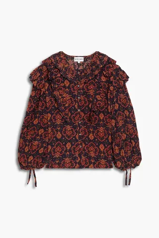Mylo ruffled paisley-print crepe de chine blouse