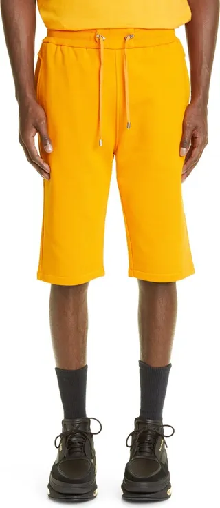 Flocked Logo Cotton Sweat Shorts