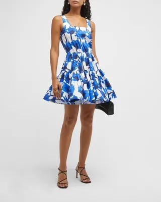 Tiered Floral-Print Mini Dress
