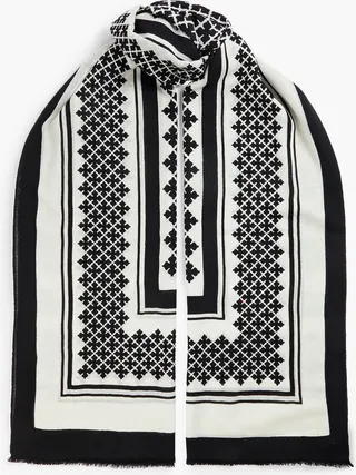 Julee frayed printed wool scarf
