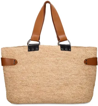 Bahiba straw & leather shoulder bag