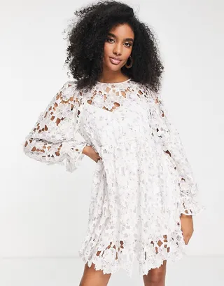 ASOS EDITION broderie mini dress with 3d flowers in floral print