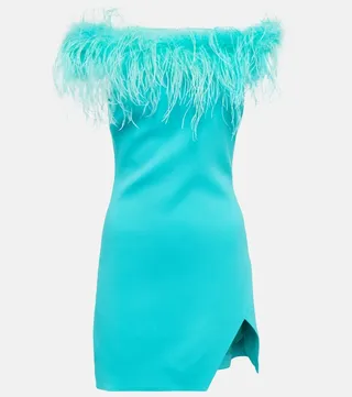 Feather-trimmed minidress