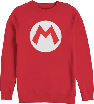 Men's Nintendo Mario Circle Icon Sweatshirt - Red - X Large