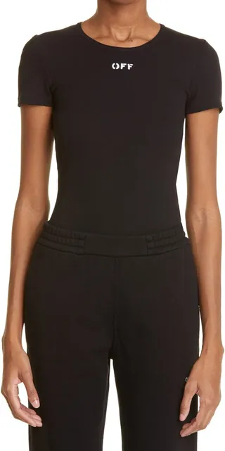 Logo Stamp Rib Stretch Organic Cotton Bodysuit