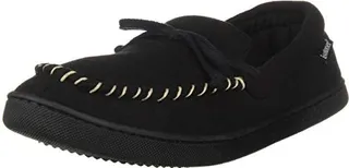 isotoner mens Men's Memory Foam Blake Moccasin Faux Wool House Shoe