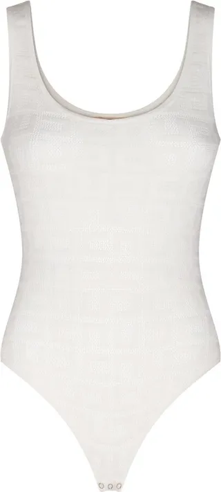 Elisabetta Franchi Net Stitch Logo Sleeveless Bodysuit