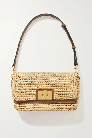 Oroton - Kerr Collectable Leather-trimmed Raffia Shoulder Bag - Neutrals
