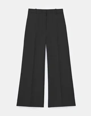Wool Silk Crepe Kenmare Flared Cropped Pant