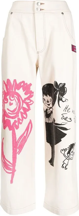 Happy Flower wide cropped trousers