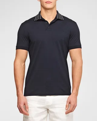 Men's Dominic Polo Shirt with Striped Collar
