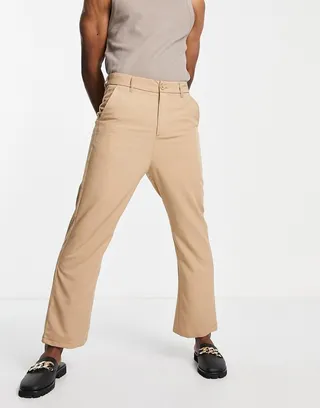 Bando wide leg loose fit suit pants in beige