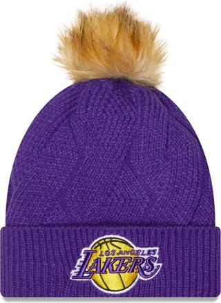 Women's New Era Purple Los Angeles Lakers Snowy Cuffed Knit Hat with Pom