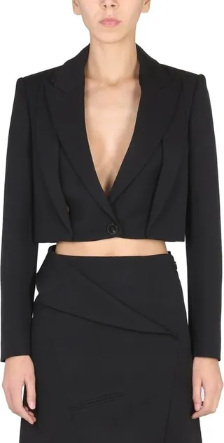 Alexander McQueen Cropped Knit Tailored Jacket