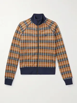 Logo-Embroidered Checked Recycled-Jersey Track Jacket