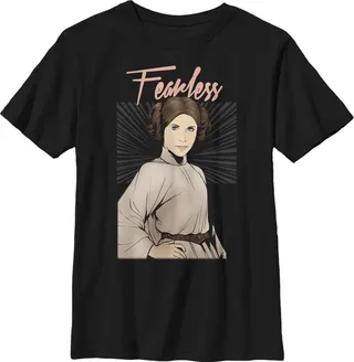 Boy's Star Wars Classic Princess Leia Fearless T-Shirt - Black - X Small