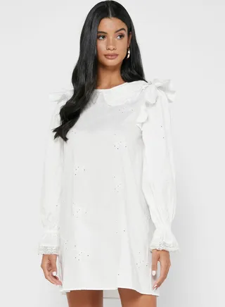 Broderie Collar Smock Dress